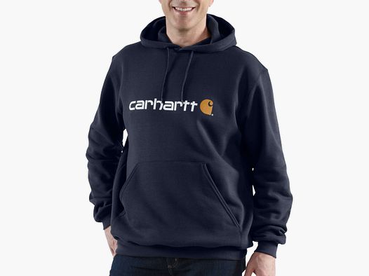 Carhartt Signature Logo Hoodie Uomo Nuovo Blu Navy XXL