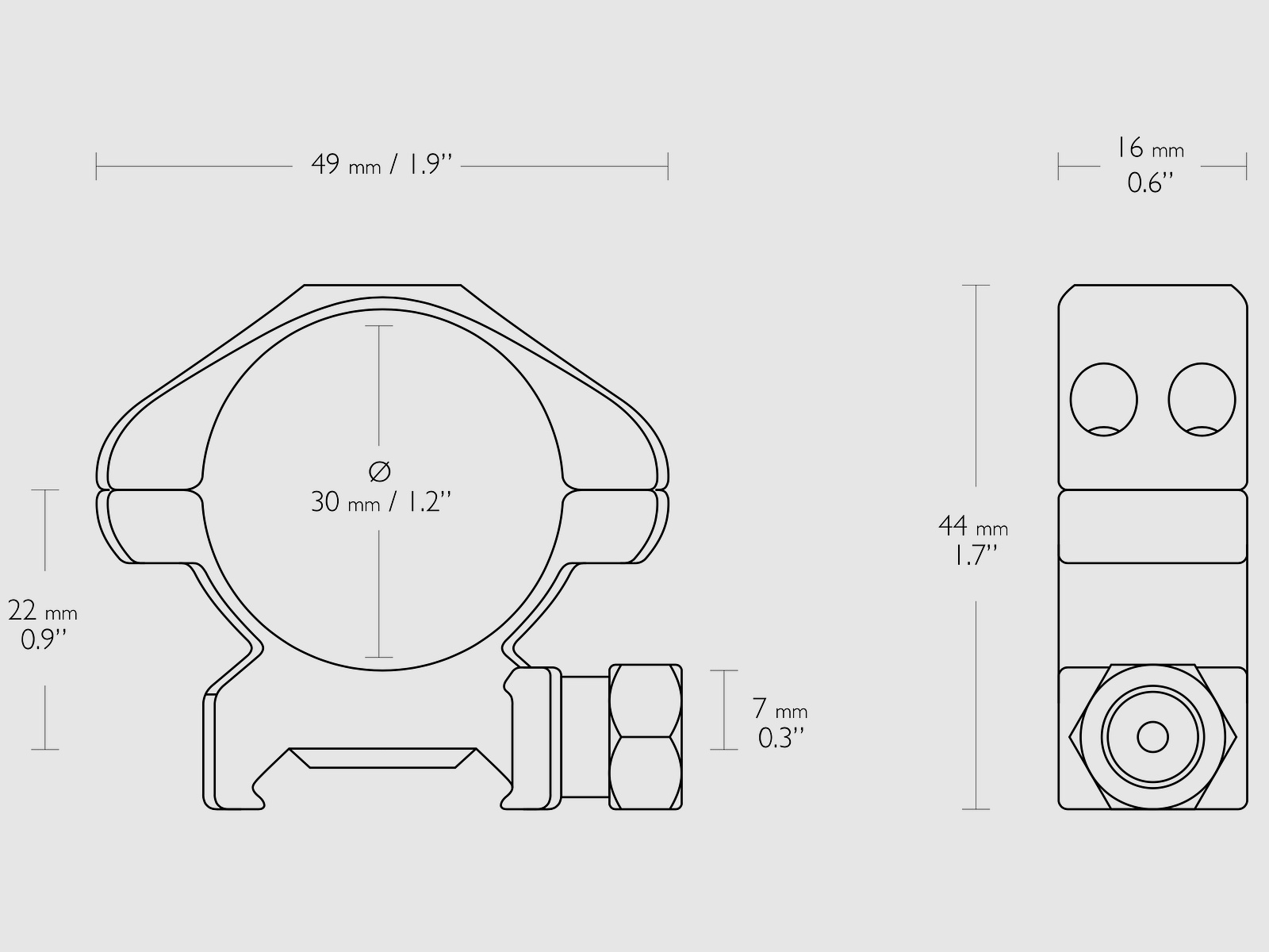 HAWKE 23006 30mm precisie staal ringmontages middel voor Weaver rail