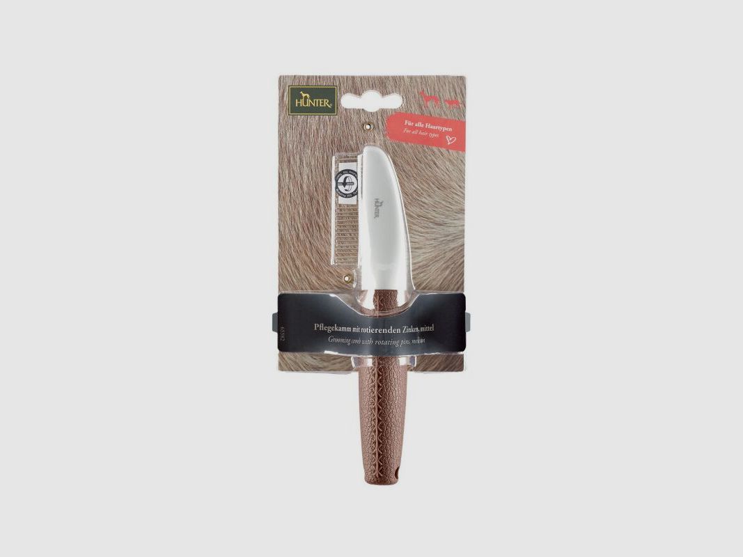 Hunter Pflegekamm Spa mit rotierenden Zinken, M= 19 x 4 cm