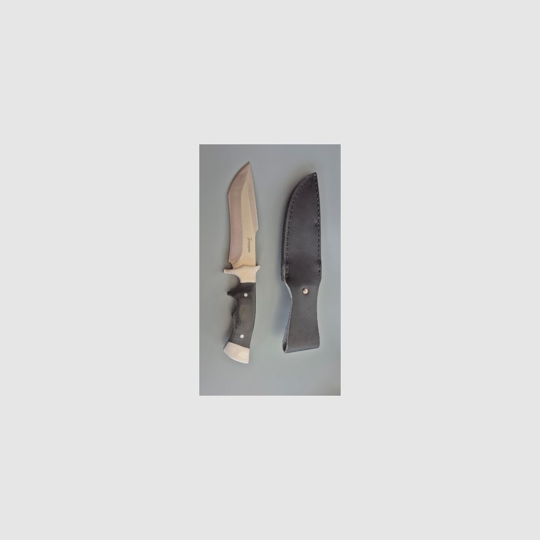 Cuchillo de caza / de viaje elegante con funda de cuero genuino – como nuevo