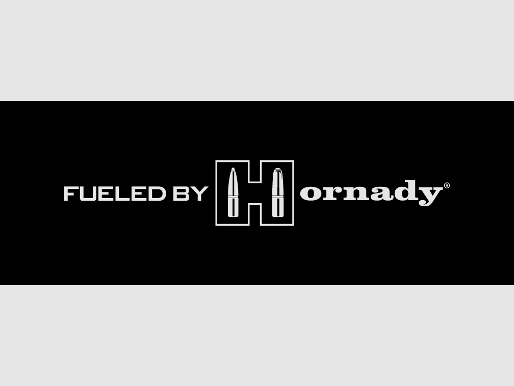 Hornady "Fueled by Hornady" Vinyl-Transferaufkleber – Weiß – 20,5×3,5 cm