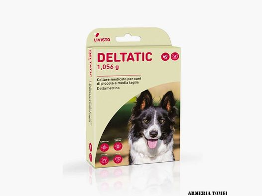 LIVISTO – DELTATIC COLLARE MEDICATO PER CANI DI PICCOLA E MEDIA TAGLIA 60 Cm 1,056 g (2 collari)
