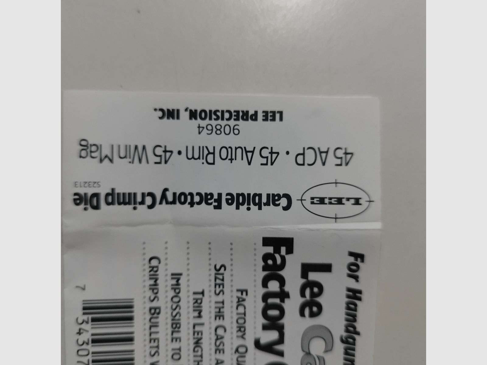 Die de Crimpado de Carburo LEE .45 ACP en Caja