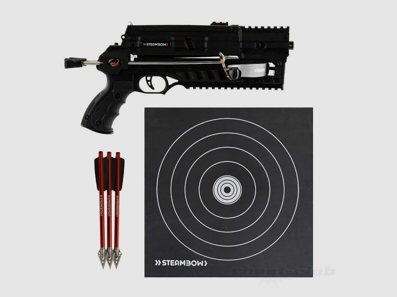 Steambow AR-6 Stinger 2 Compact Pistolenarmbrust X-MAS Set mit Pfeilfangmatte und Bolzen