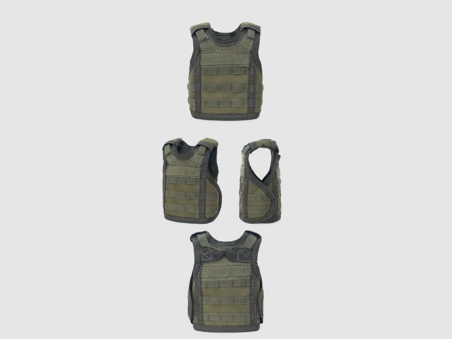Mini protective vest for beer bottle / wine bottle / thermos bottle - olive