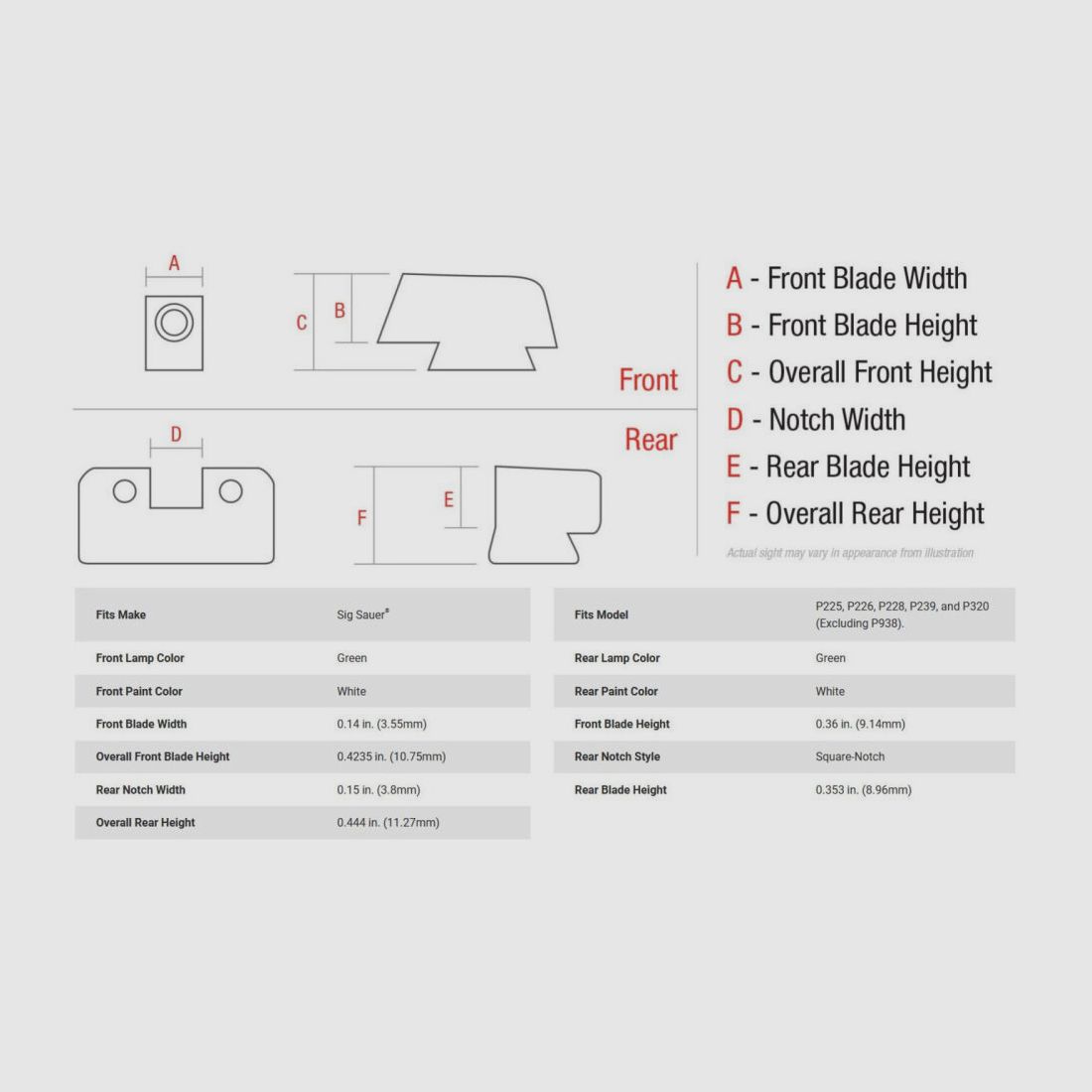 Trijicon N-Visor B&T Verde SIG P225-320Supp 9mmLuger/.357SIG
