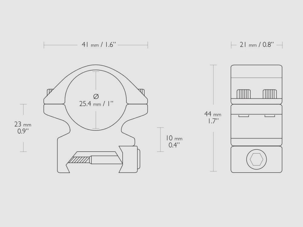 HAWKE Match Ring Mount, Weaver/Picatinny Schiene, Tubus: 1" medium