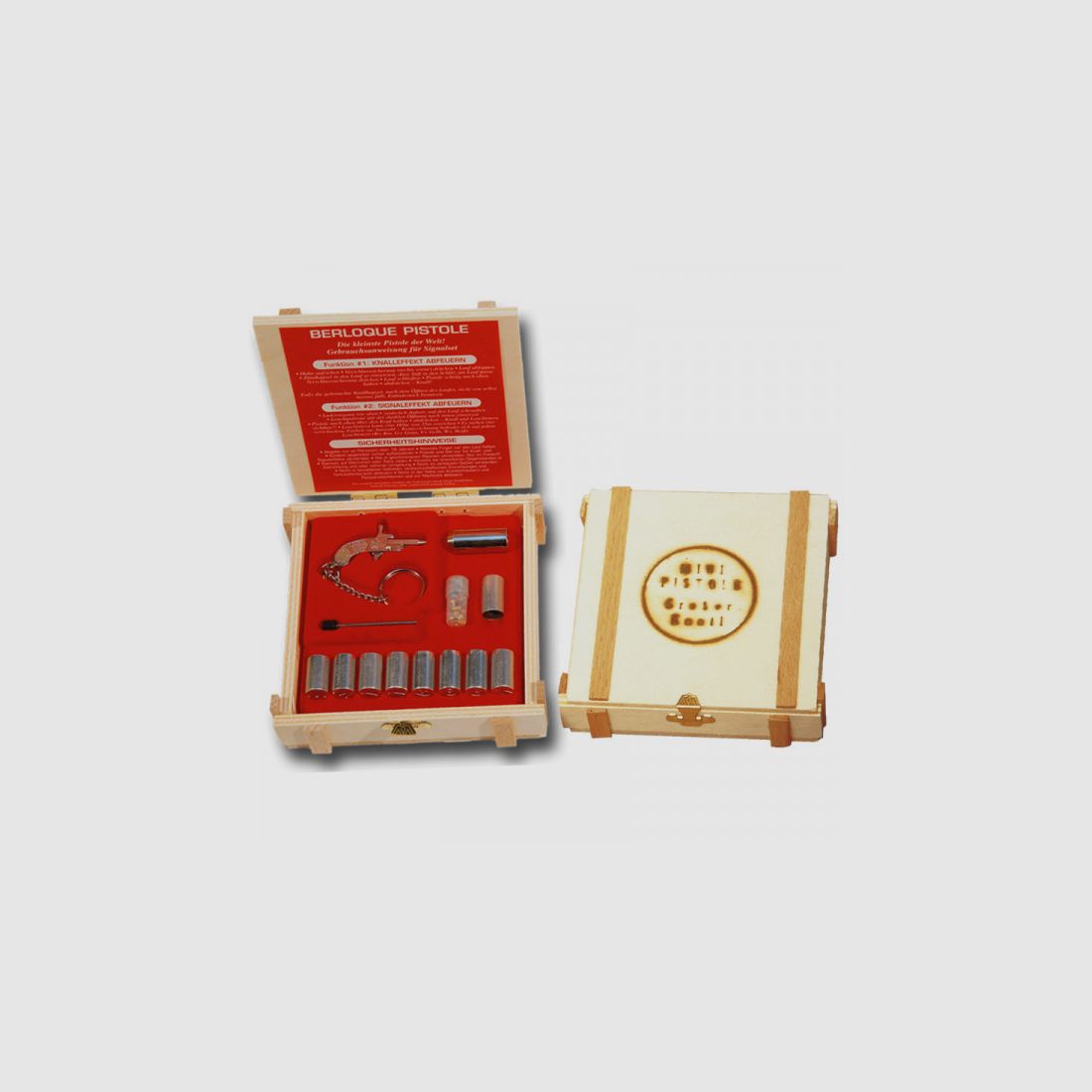 ORIGINAL CHARM PISTOL IN WOODEN CASE - 2MM