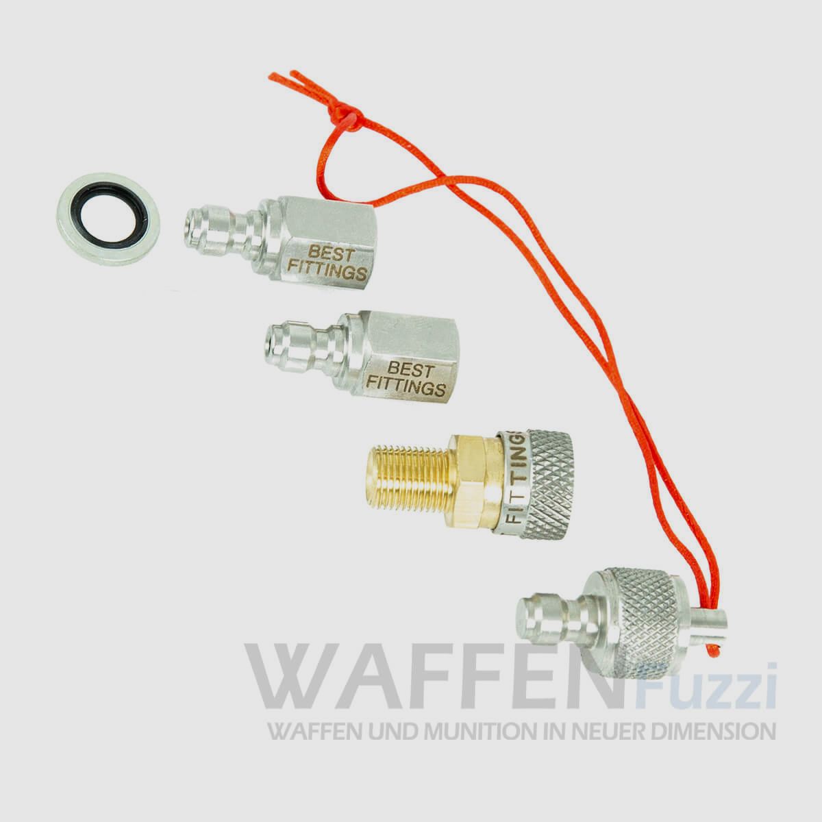 Filling adapter set for compressed air weapons