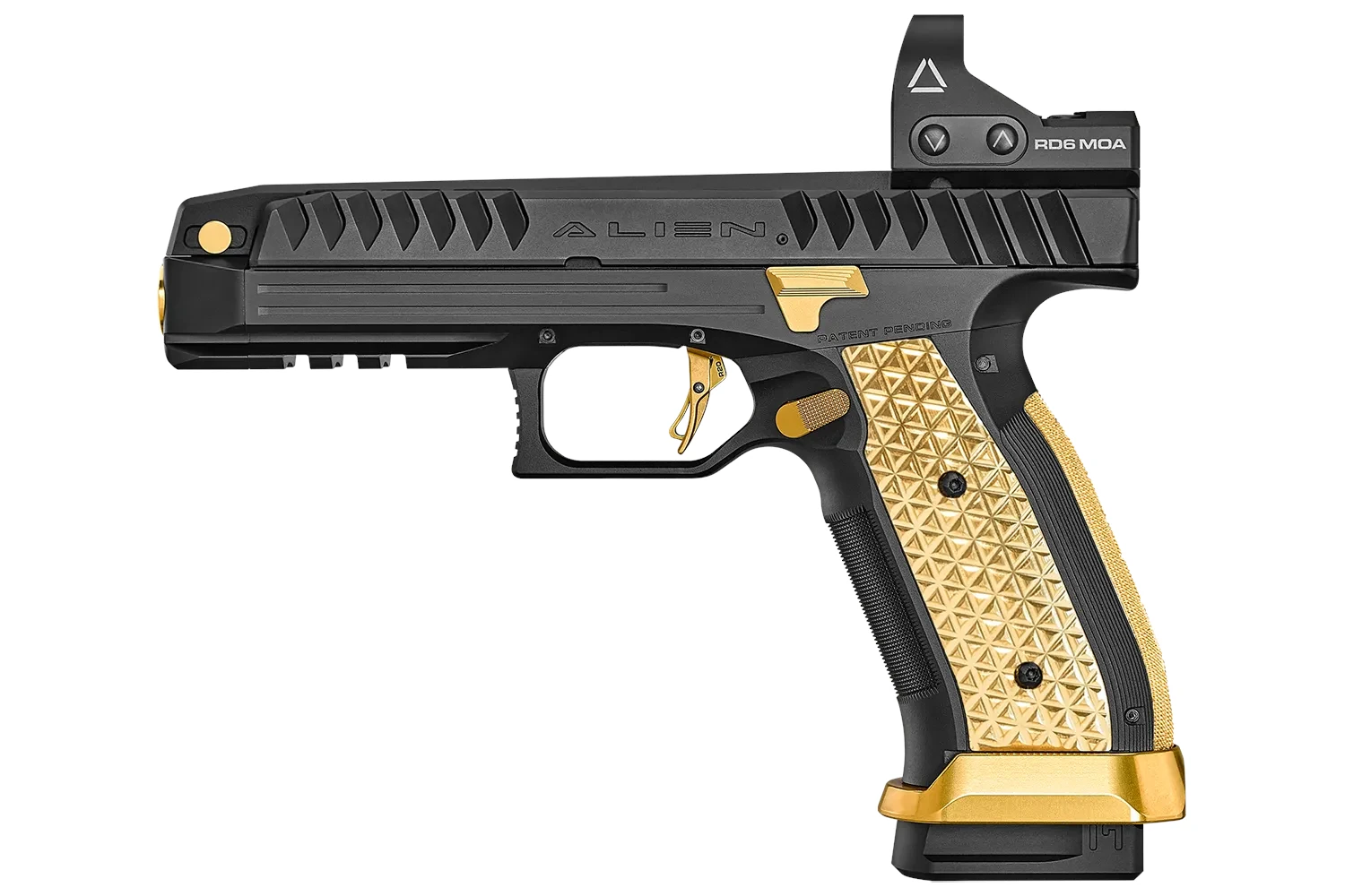 Laugo Alien Creator Full Black Gold Pistole 9mm luger, Bild 3 von 8