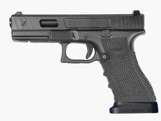 P02 GBB Airsoft Pistole mit Grip Stippling in Schwarz | Delta Armory