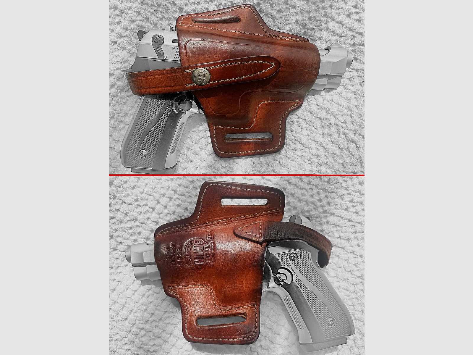 Original beautiful leather POLIZEI belt holster BERETTA 92 FS by BRUNO, image 1 of 2