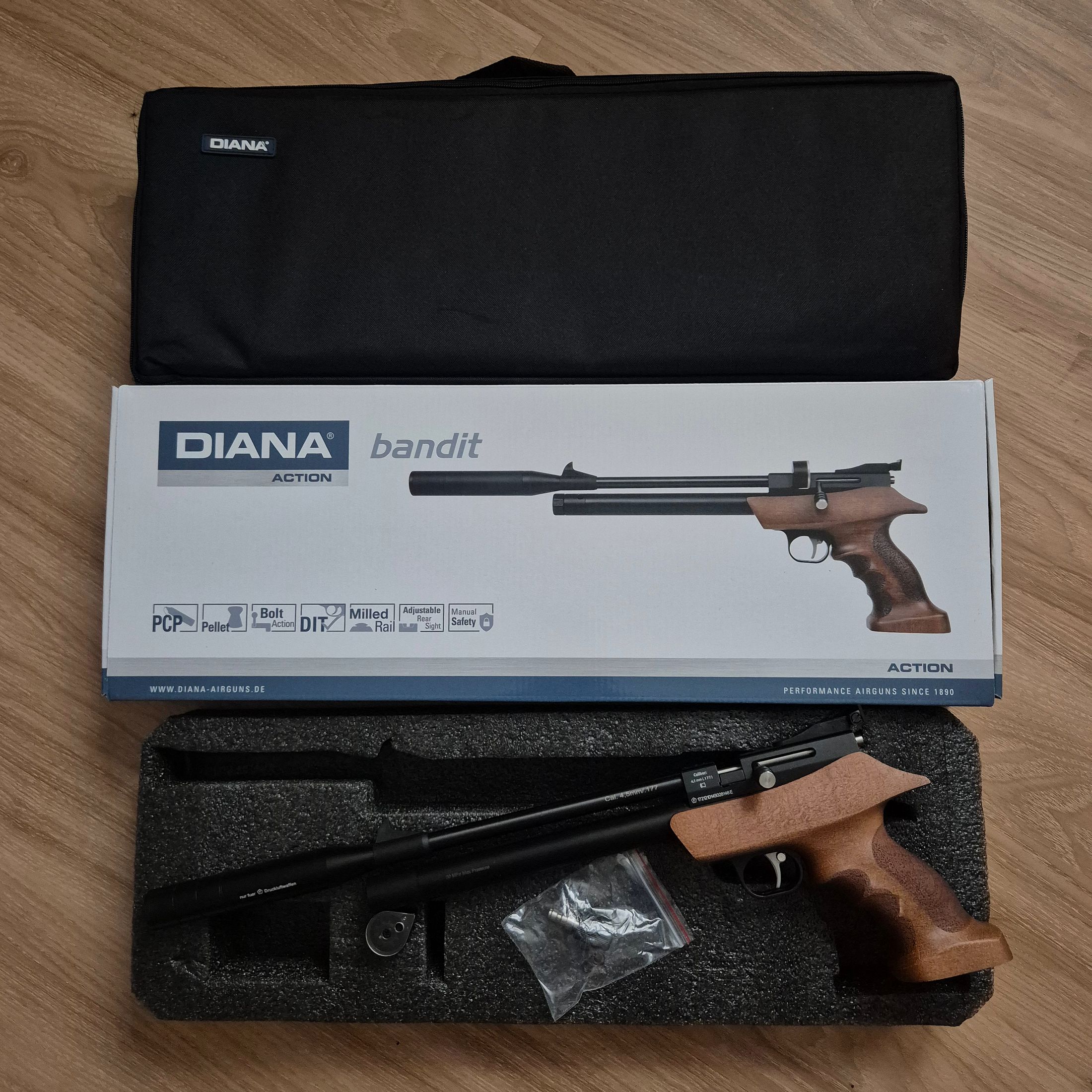 Diana Bandit Cal. 4.5mm air pistol – almost new!