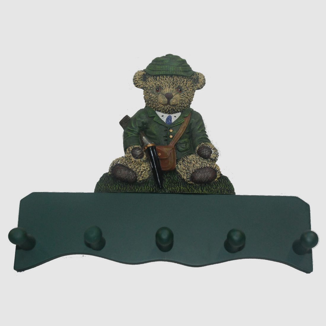 'Sir Teddy' 5 Wandkleiderhaken auf Brett