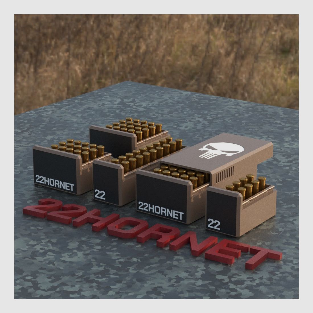 Filamelt Munitionsbox / Ammo Box .22 Hornet – Patronenbox für 50 Schuss, Made in Germany