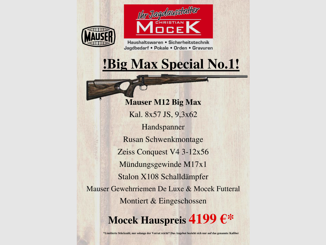 Mauser M12 Big Max, con Zeiss Conquest V4 3-12x56