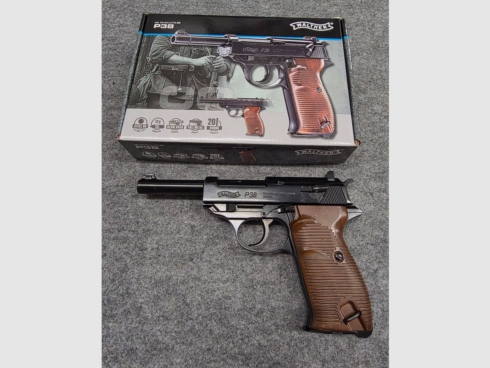  Walther P38 CO2-pistool  Kal. 4,5 mm staal BB