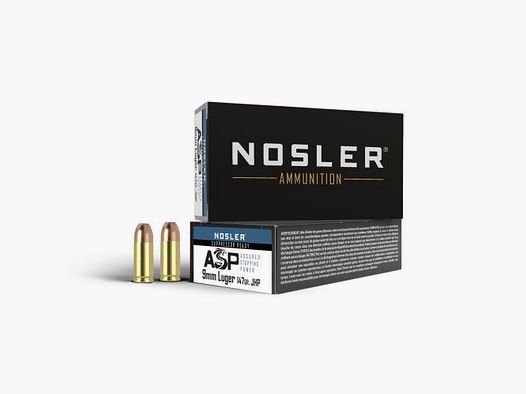 Cartouches de pistolet Nosler ASP, prêtes pour le silencieux (147 grs./9,53 g JHP), VPE 50 cartouches