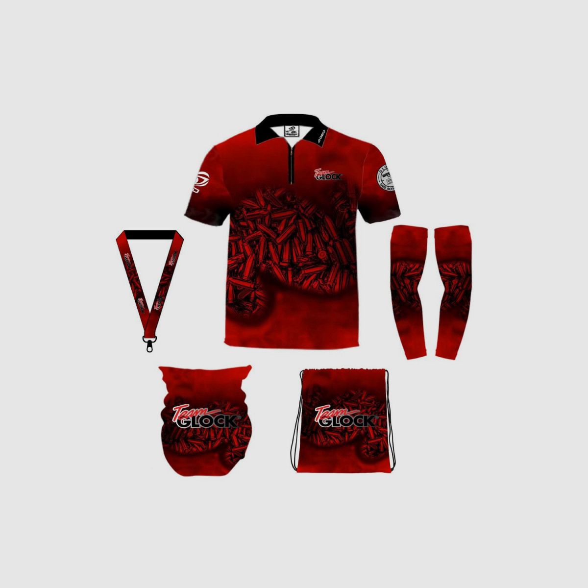 DED Sportswear Set Team Glock Rotes Thema, Größe: XS, Benutzerdefinierter Name: Kein Name, Bild 1 von 3