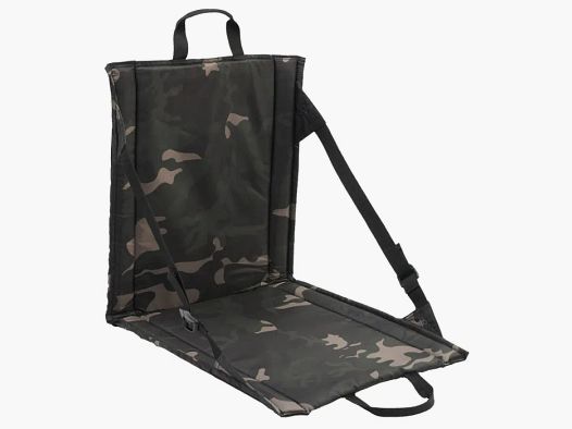 Asiento plegable con asa + bolsa de malla para 2 botellas de bebida - Camuflaje oscuro
