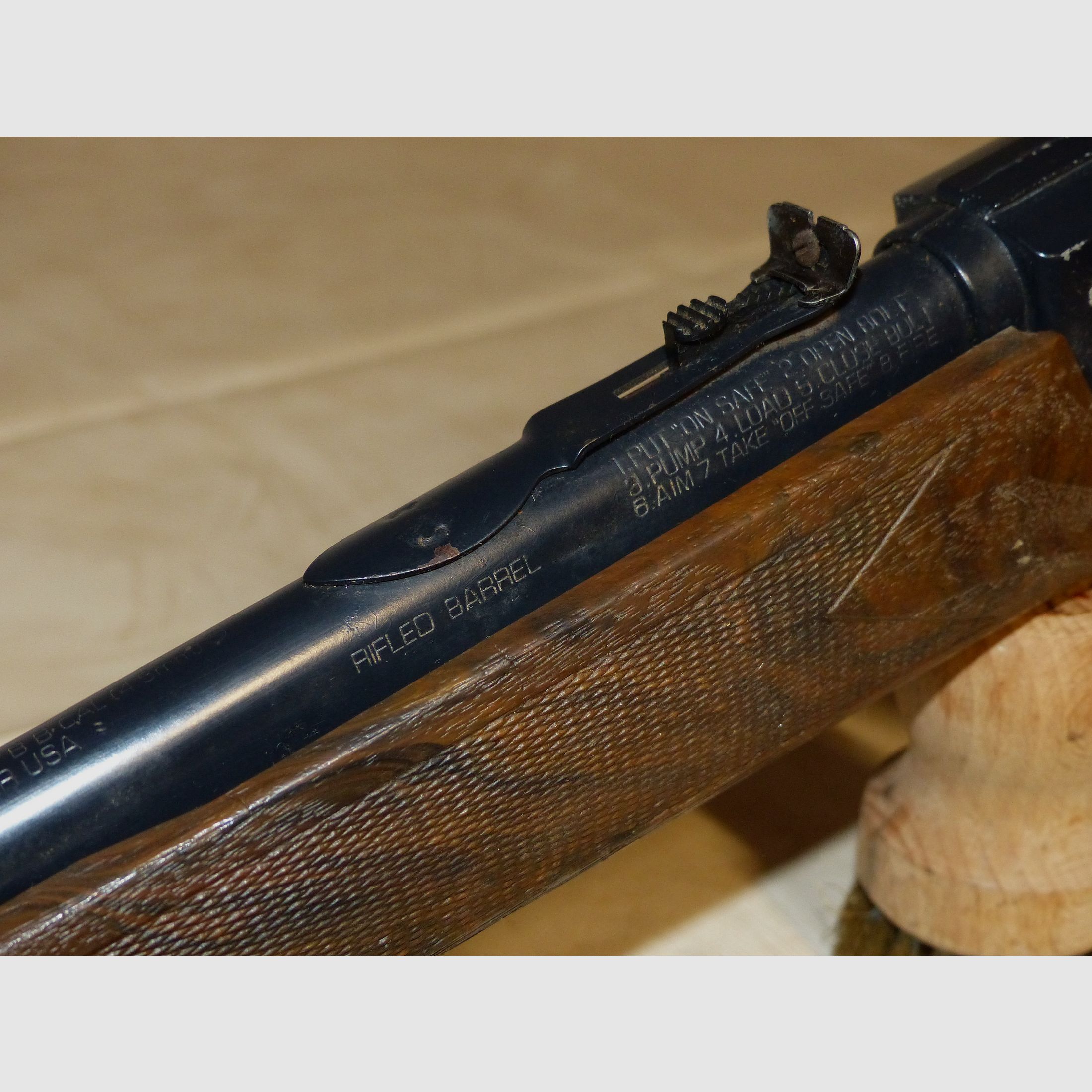 Carabina de aire comprimido Co2 de palanca inferior Daisy Power Line Mod. 990 Cal. 4,5 mm Diabolo y BB Dual Power USA vintage