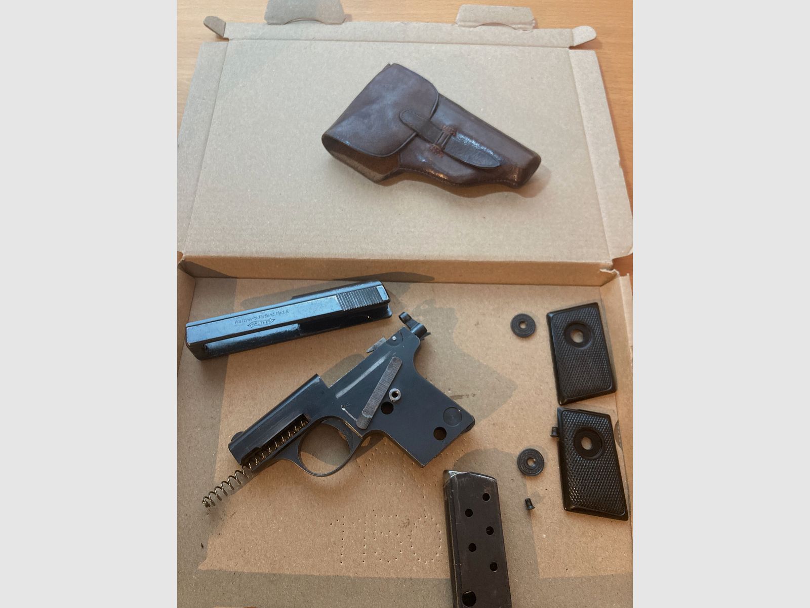 Walther Mod. 9, Tipo II, ca. 1928/29, Calibre 6,35mm Browning, pistola de bolsillo Zella Mehlis, WWII, WHB61