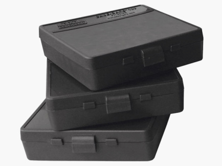 MTM patroonbox P-100-44-40 zwart met klepdeksel voor 100 patronen .44 Mag. en anderen.