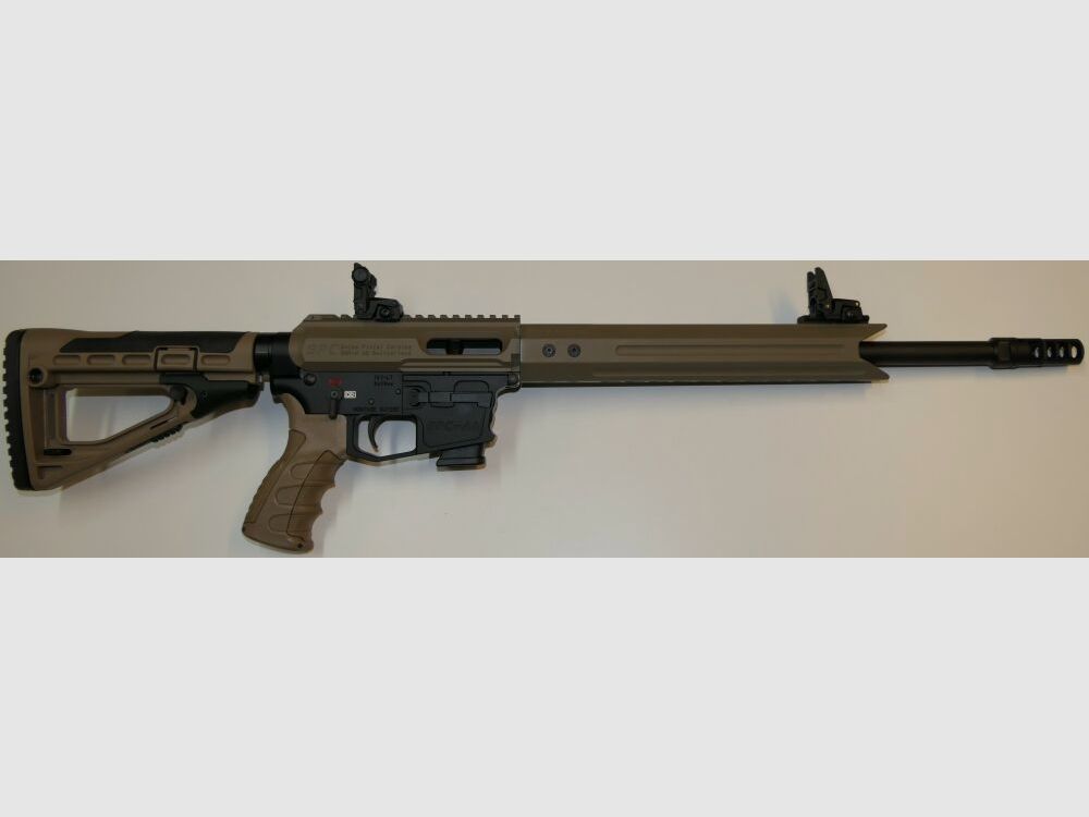 GWMH Selbstladebüchse GWMH SPC-SPORTER A4 17" (SWISS PISTOL CARBINE) FDE Kal.9x19 AR15 Glock Magazin