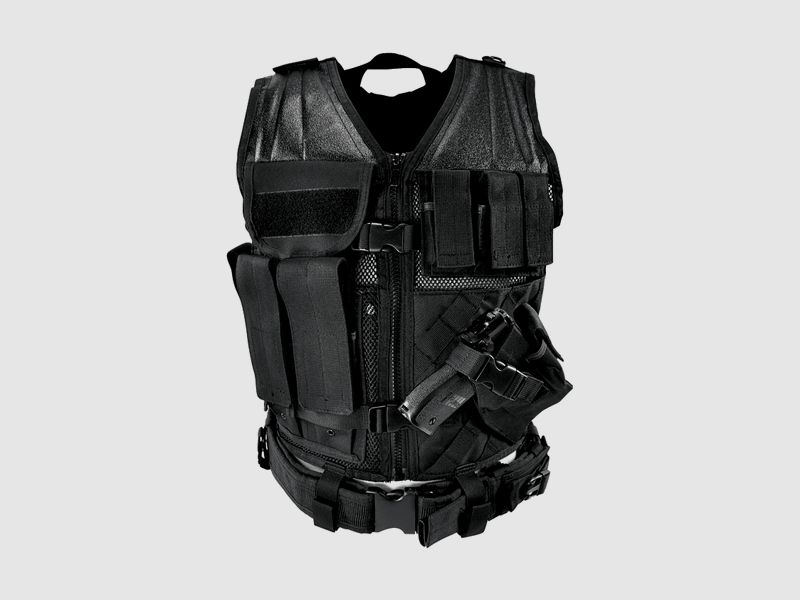 Medium tactisch vest met holster en zakken (zwart)