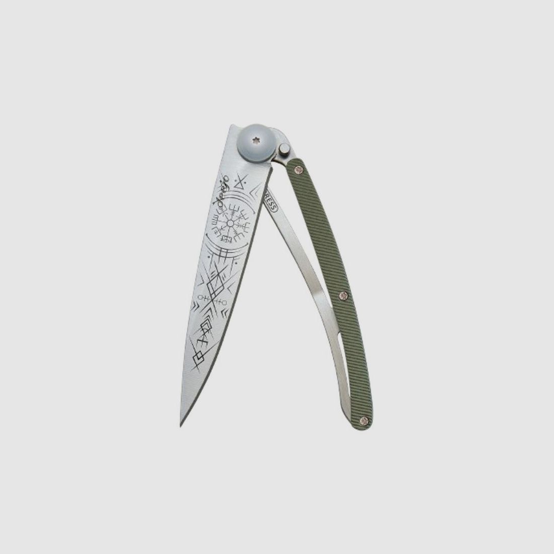 Deejo Taschenmesser Aluminium khaki | Wikinger Vegvisir, Bild 2 von 10