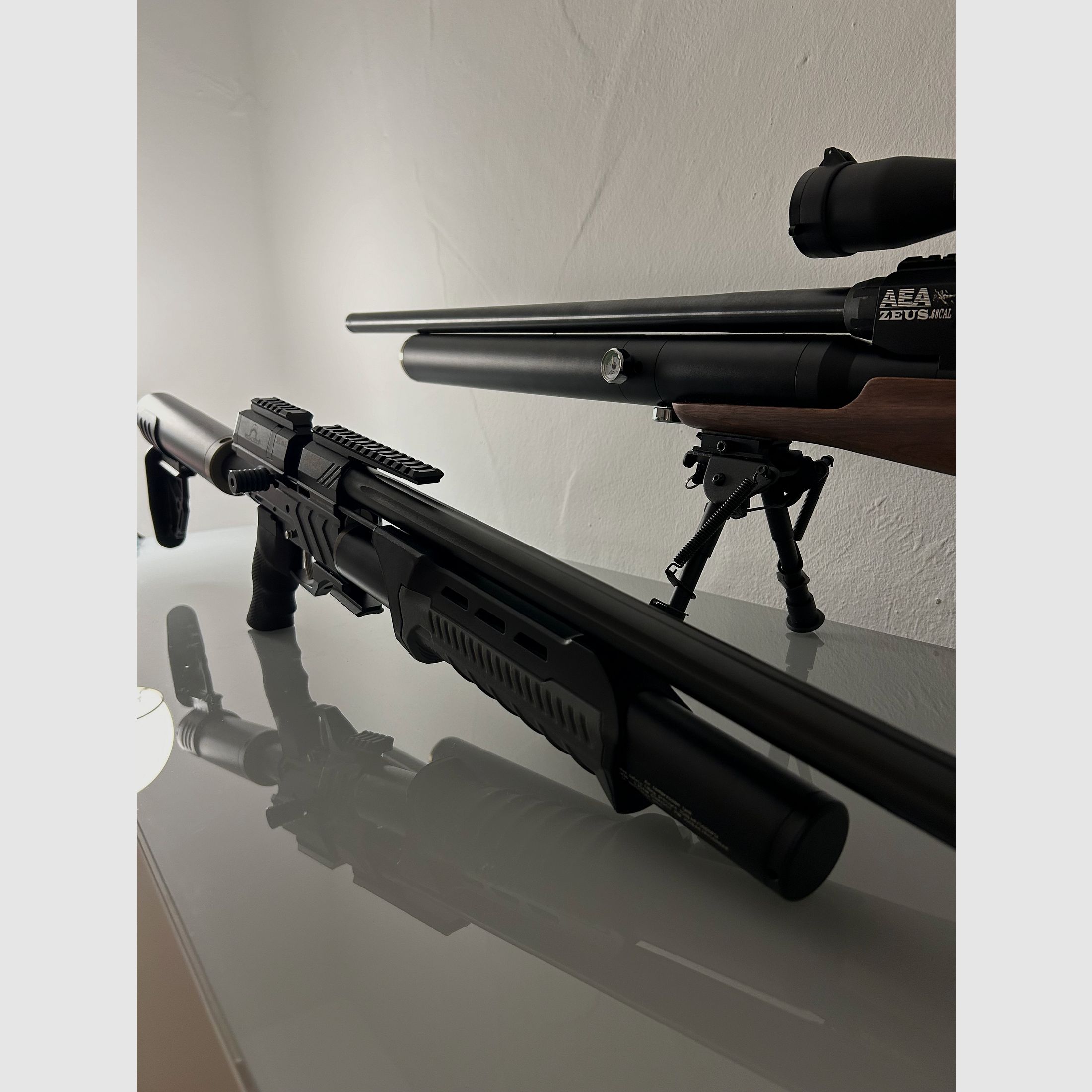 AEA Zeus .68 + AEA Megalodon .50 OVP i akcesoria (tłumik, optyka itp.)