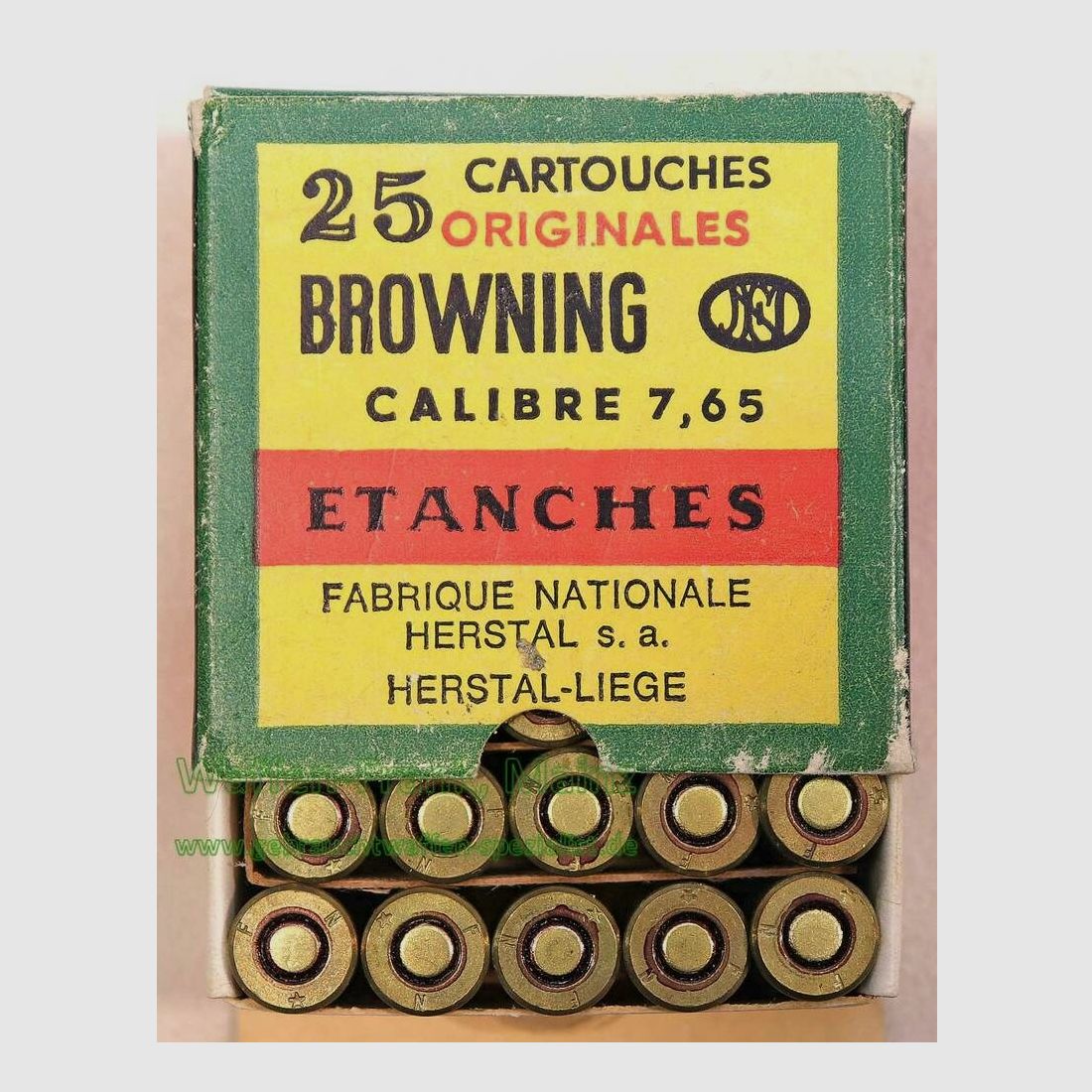 FN Fabrique Nationale Lieja cartuchos de pistola 7,65mm Browning/.32ACP