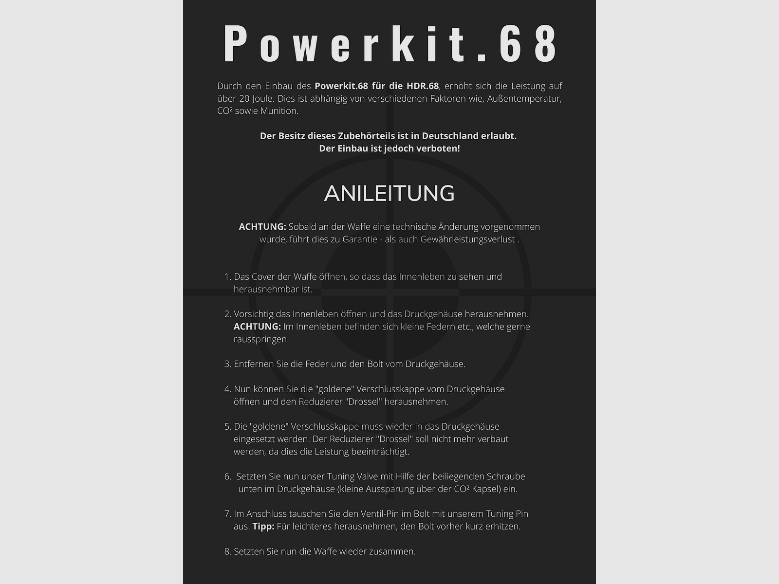 NEW !! Powerkit.68 for HDR68 | GOLD anodized | Export valve | ALU | 30J+