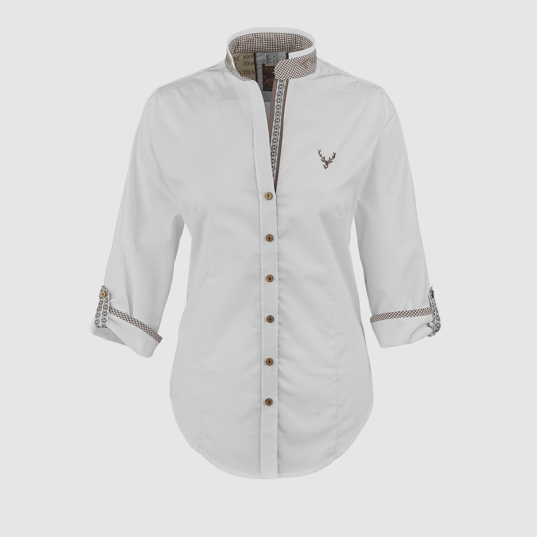 OS-Trachten long-sleeve blouse with stand-up collar