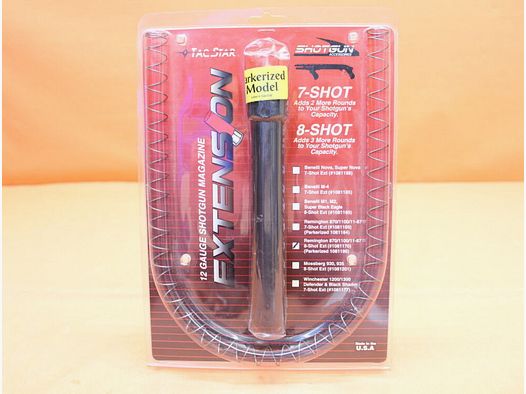 TacStar Remington 870: Magazine extension +3 rounds TacStar steel phosphated 12GA (1081186) BL=205mm Incl. magazine tube spring. Suitable for Remington 870/ 1100/ 11-87.