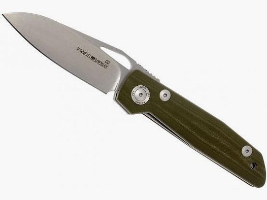 Viper Free D2 Stonewashed, green G10 handle scales