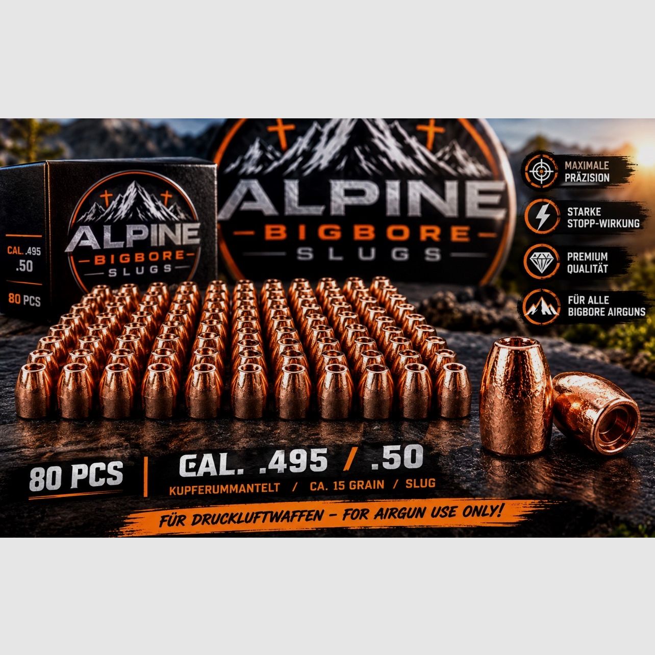 AEA Megalodon Challenger Slugs Cal. 495 / .50 / 15 Gramm - VOLLMANTEL, Bild 1 von 2