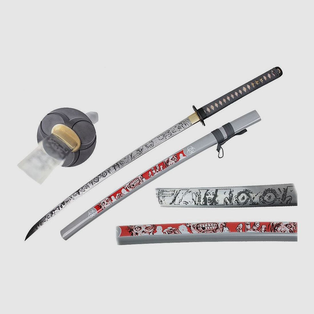 Katana Schwert Zombi mit weißer Saya
