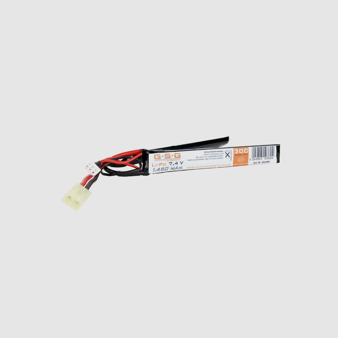 Lithium-Polymer-Akku GSG fĂĽr AEG Softairgewehre Li-Po 7,4 V 30C Double Stick 1450 mAh