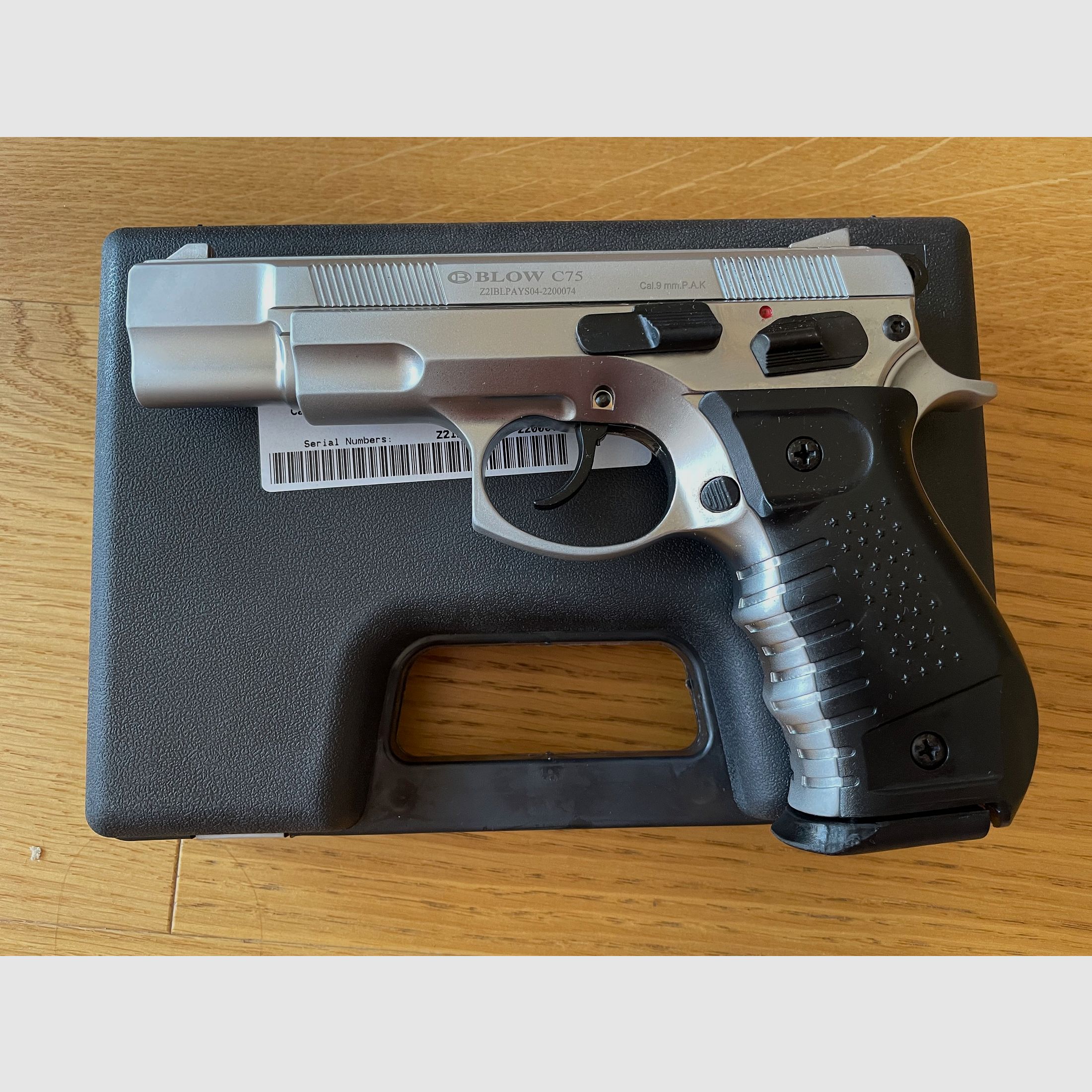 BLOW C75 Chrome Mat 9mm P.A.K. Pistolet d'alarme CZ75 Réplique