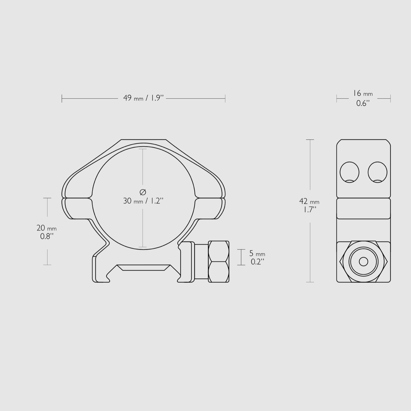 HAWKE 23005 Montajes de anillo de acero de precisión de 30 mm bajos para riel Weaver