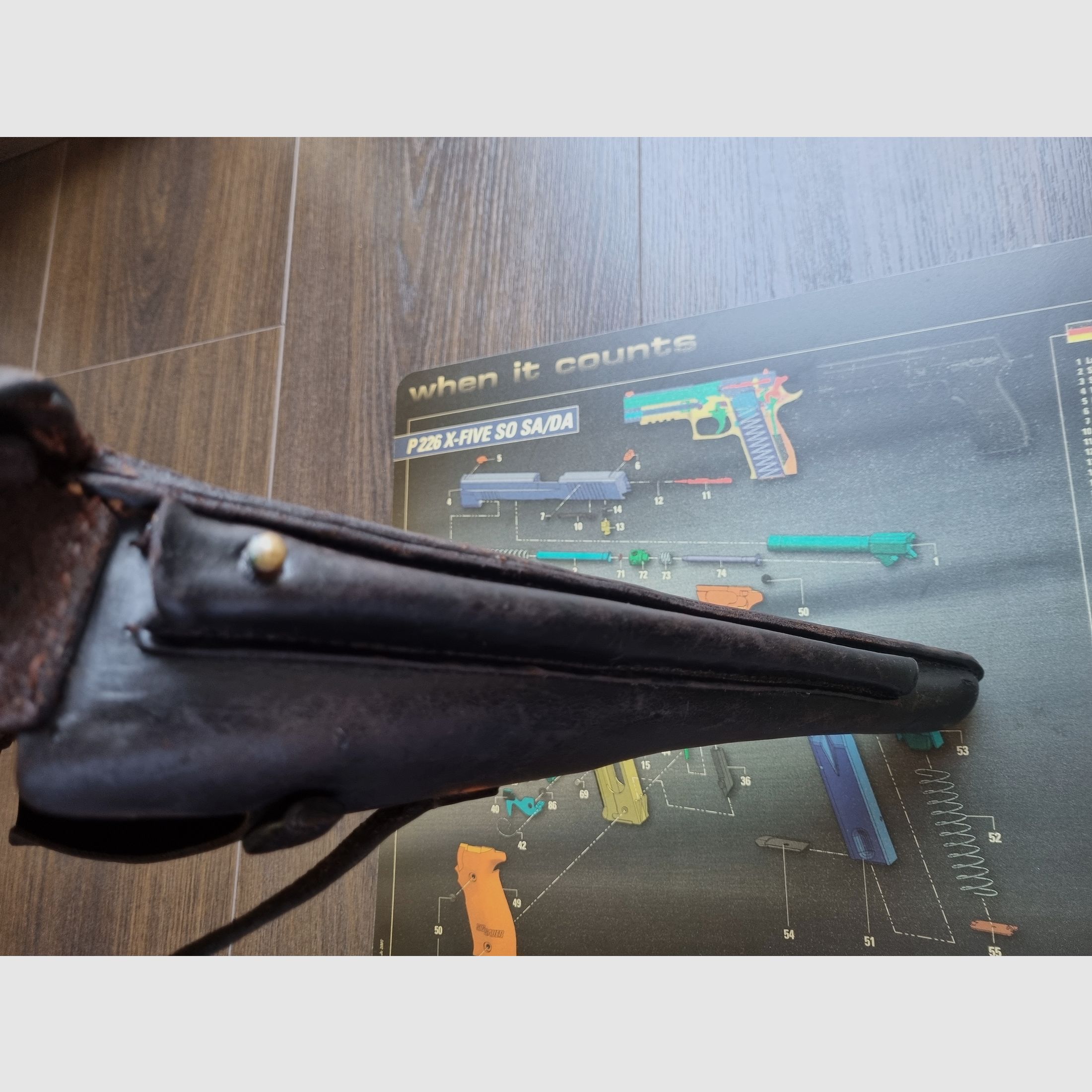 1915 DWM P08 Artillerie Leder-Holster von Steinmetz Breslau (B.A.X.) / Preis ist VHB