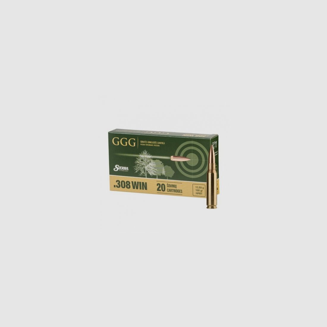 GGG  .308 WIN -168 gr - HPBT Sierra Matchking (GPX13) - 20 Schuss Büchsenpatronen