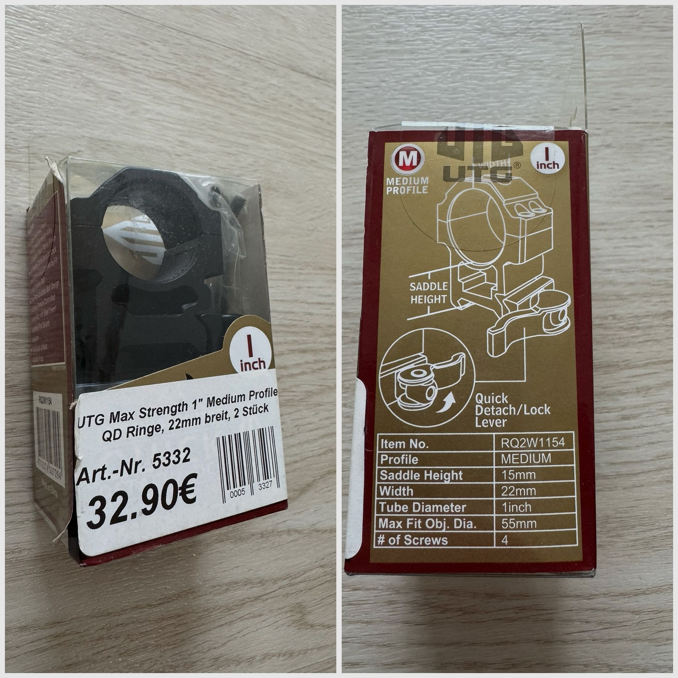 Neue UTG Max Strength QD Ringe  (OVP)