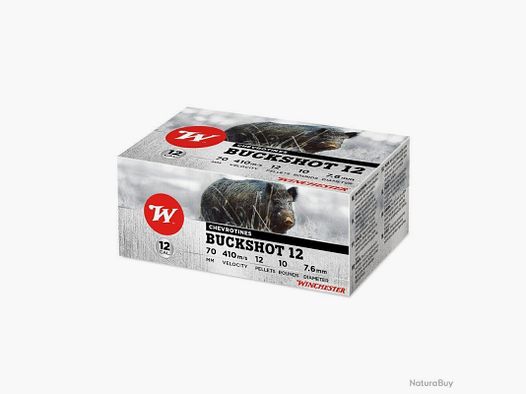 BOITE DE 10 CARTOUCHES WINCHESTER 12/70 CHEVROTINE 20MM 30.5G 12GR