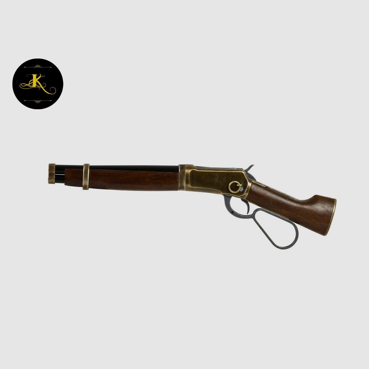 Deko Westerngewehr Kolser Winchester Mare's Leg Short realistisches Repetieren mit HĂĽlsenauswurf LĂ¤nge 55 cm messing