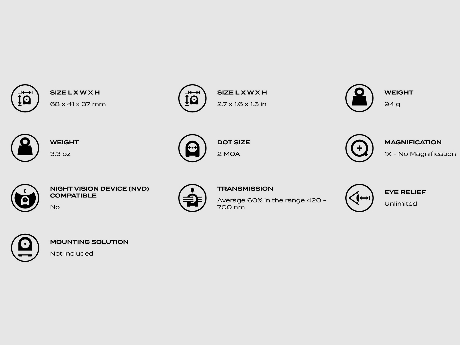 Aimpoint 682510205 Micro H-2 Black Red Dot 2 MOA without mounting