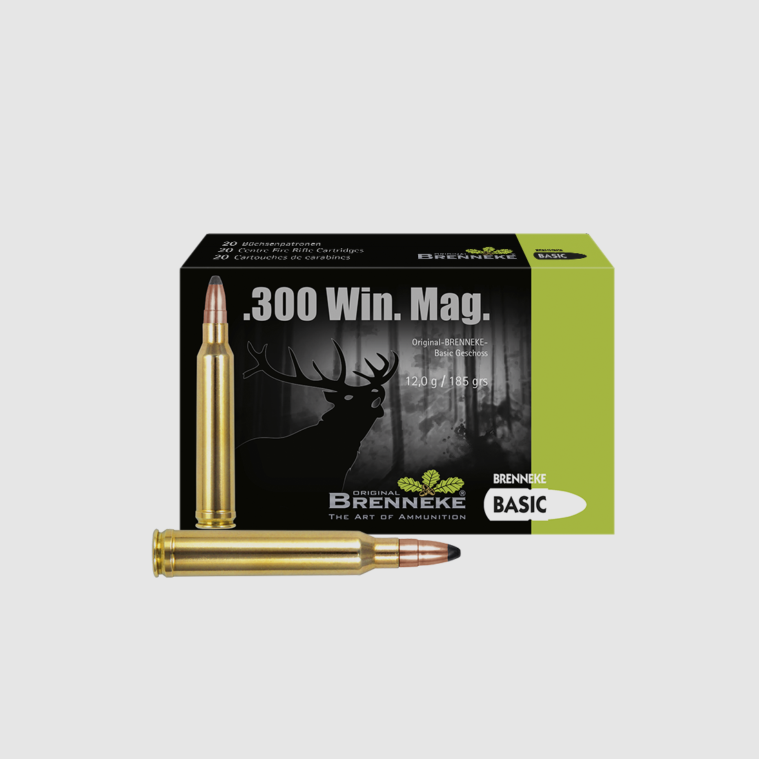 Gewehrpatrone mit BASIC / SOFT-POINT -Geschoss – .300 Win. Mag., Orig. BRENNEKE Basic 12,0 g VE20