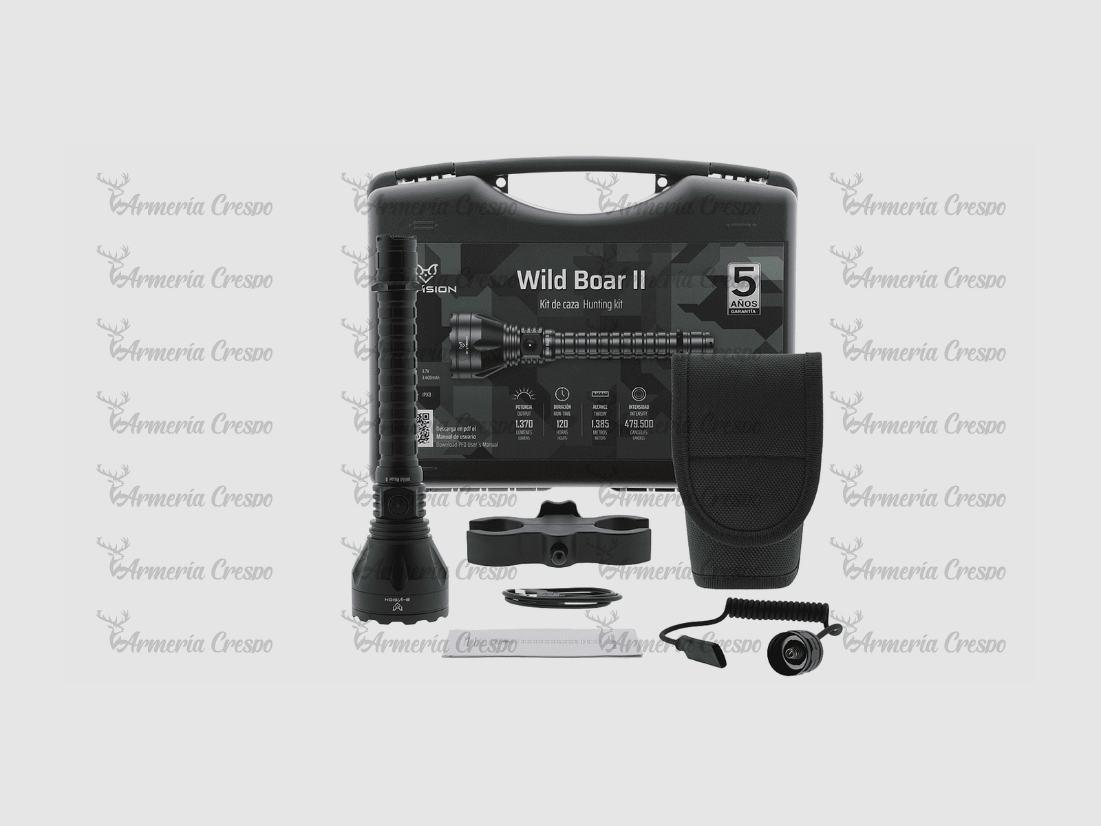 LED-lamp Wild Boar II 1350 lumen met jachtset B-Vision, afbeelding 1 van 3