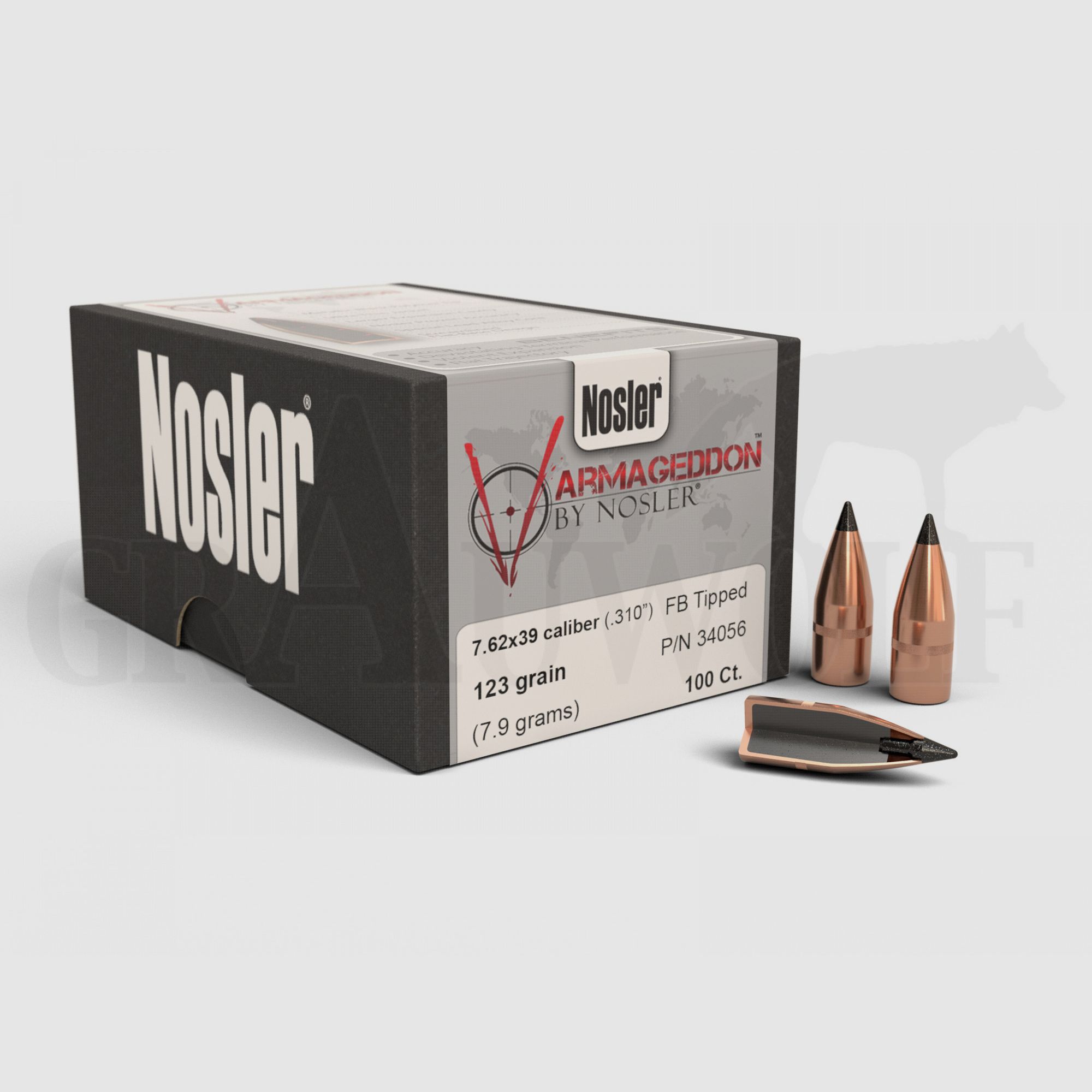 .310 / 7,85 mm (7,62x39) 123 gr / 8,0 g Nosler Tipped Varmageddon Geschosse 100 Stück